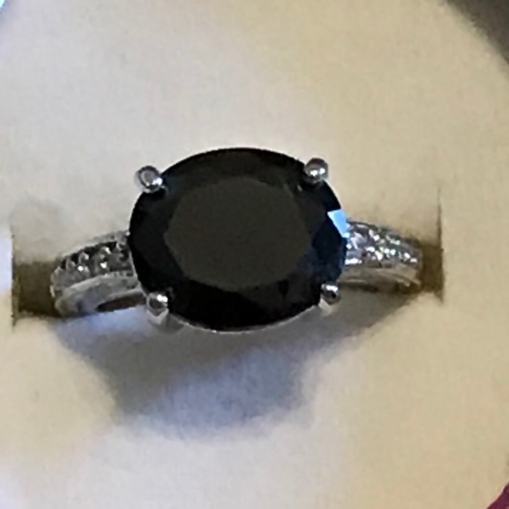 Dark Blue Sapphire Sterling silver ring